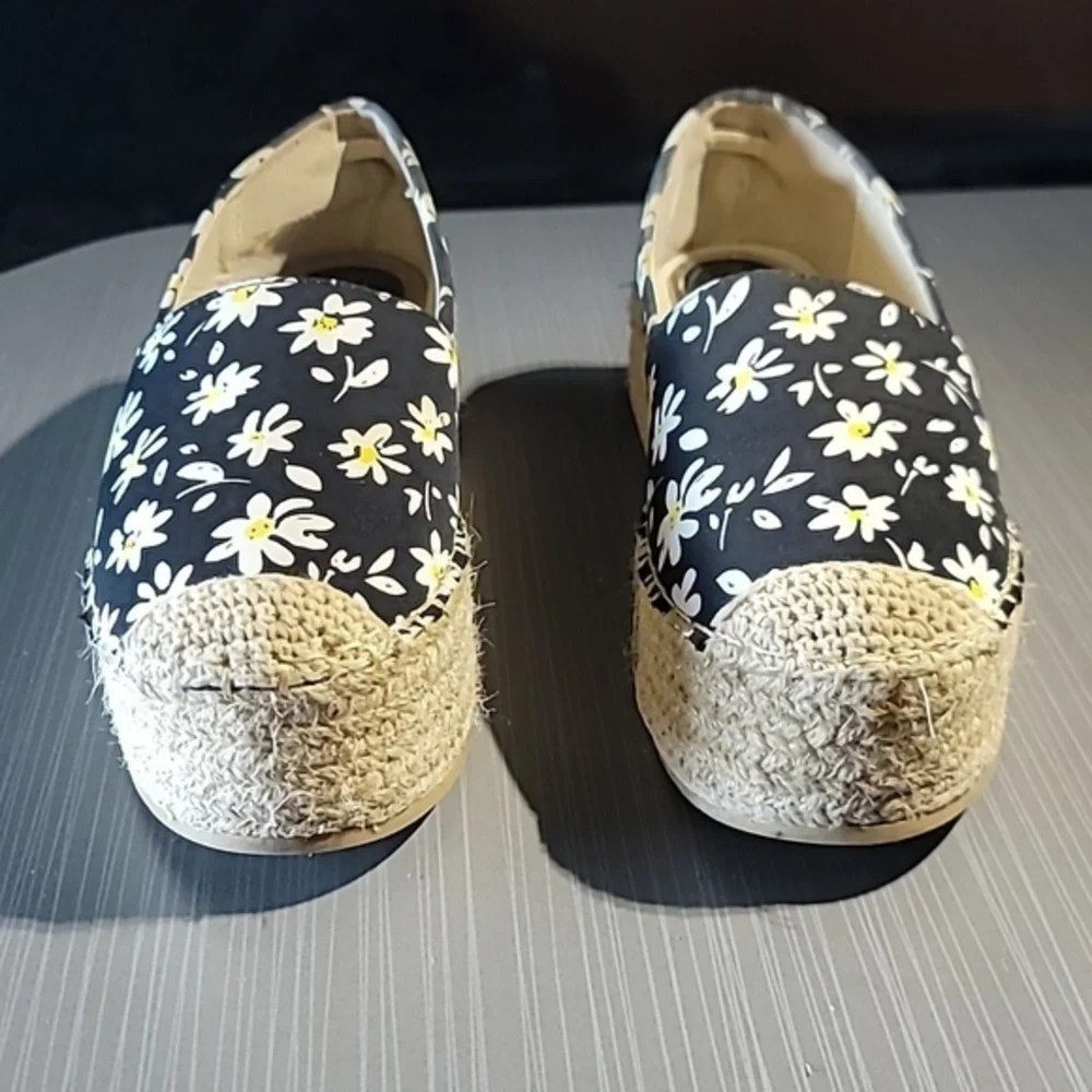 Forever Black Floral & Rope Platform Slides‎ Women's 7 NWT